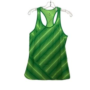 Adidas Green Diagonal Stripes Climalite Racer Back Athletic Tank Top
